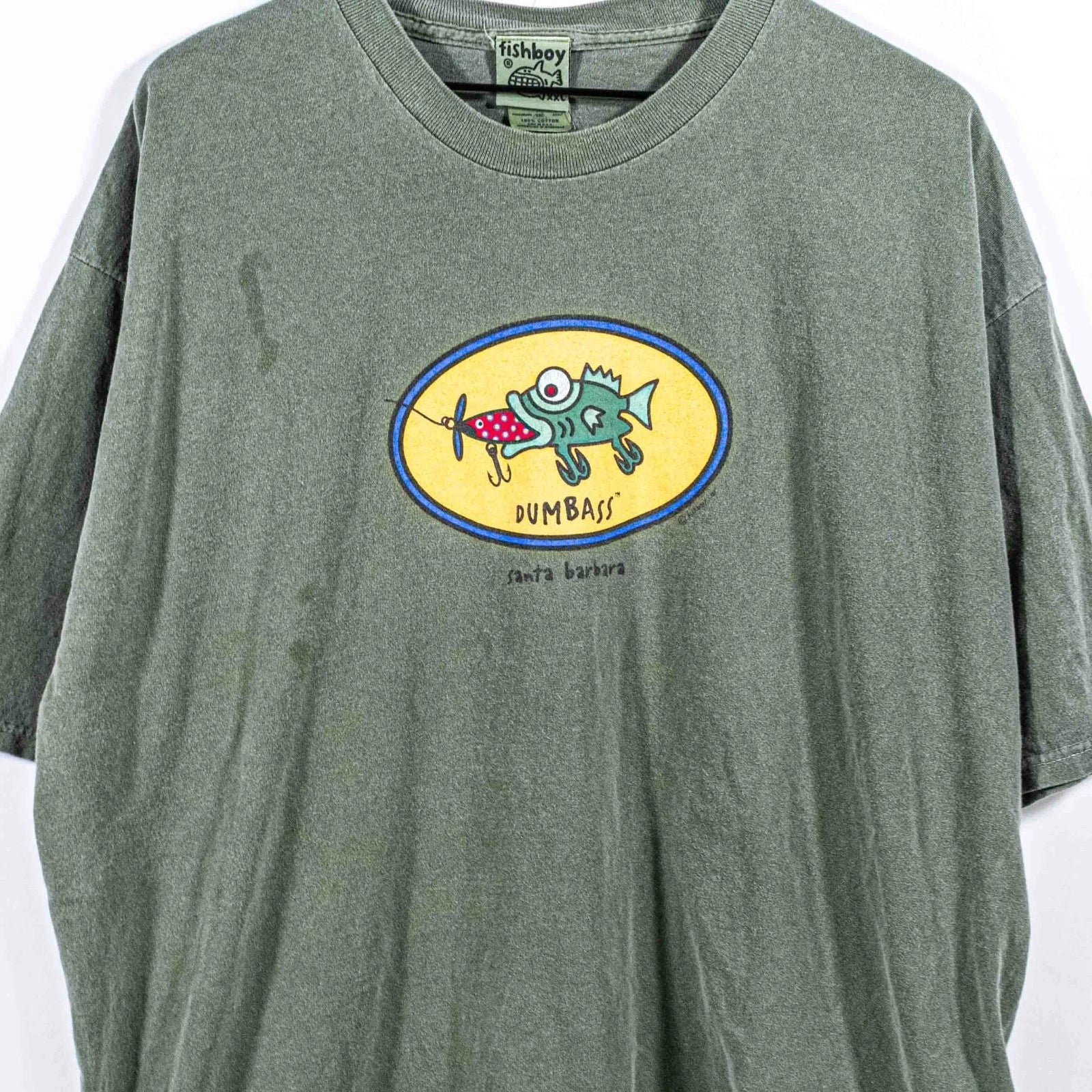 Vtg 2000s Fishboy Dumbass Shirt XXL Santa Barbara Funny Joke Y2K Streetwear