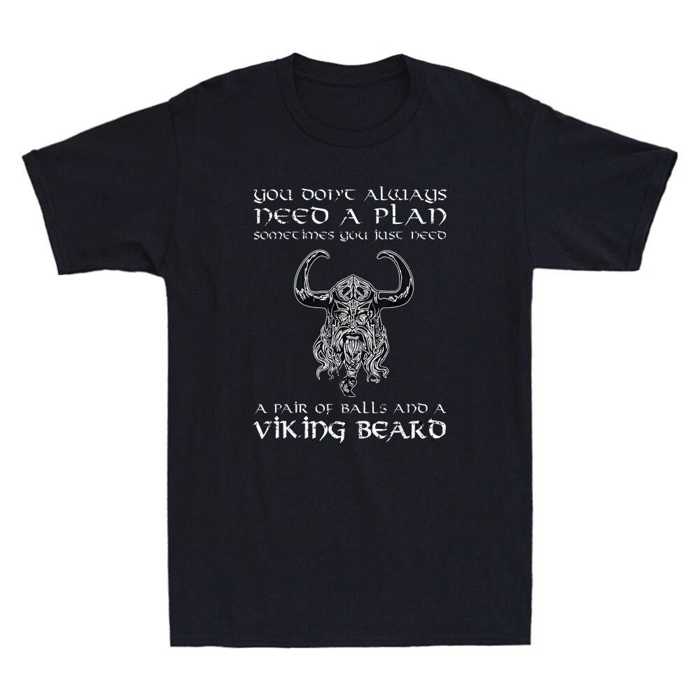 You Don't Always Need A Plan Horror Viking Funny Quote Vintage Men's T-Shirt Tee