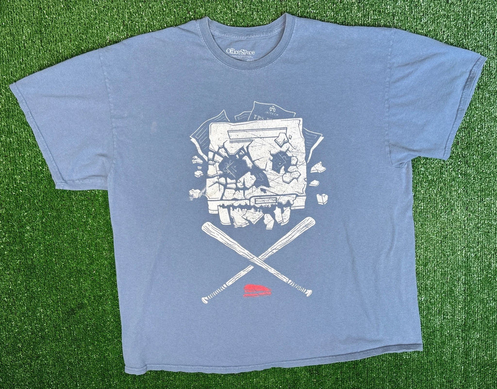 Office Space Movie Promo Blue Graphic Tee Shirt Size 2XL Unisex Vintage Y2K