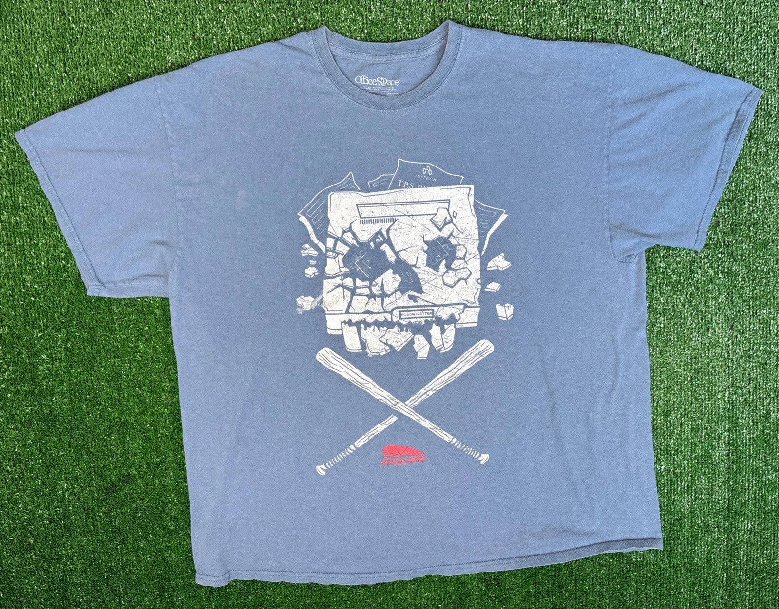 Office Space Movie Promo Blue Graphic Tee Shirt Size 2XL Unisex Vintage Y2K