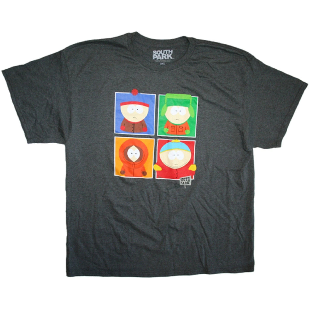 South Park Cartman, Stan, Kyle, and Kenny Men's Gray Short Sleeve T-Shirt NWT