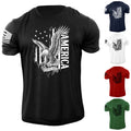 New Men's Distressed USA Eagle Flag T-Shirt In GOD We Trust American Graphic Tee