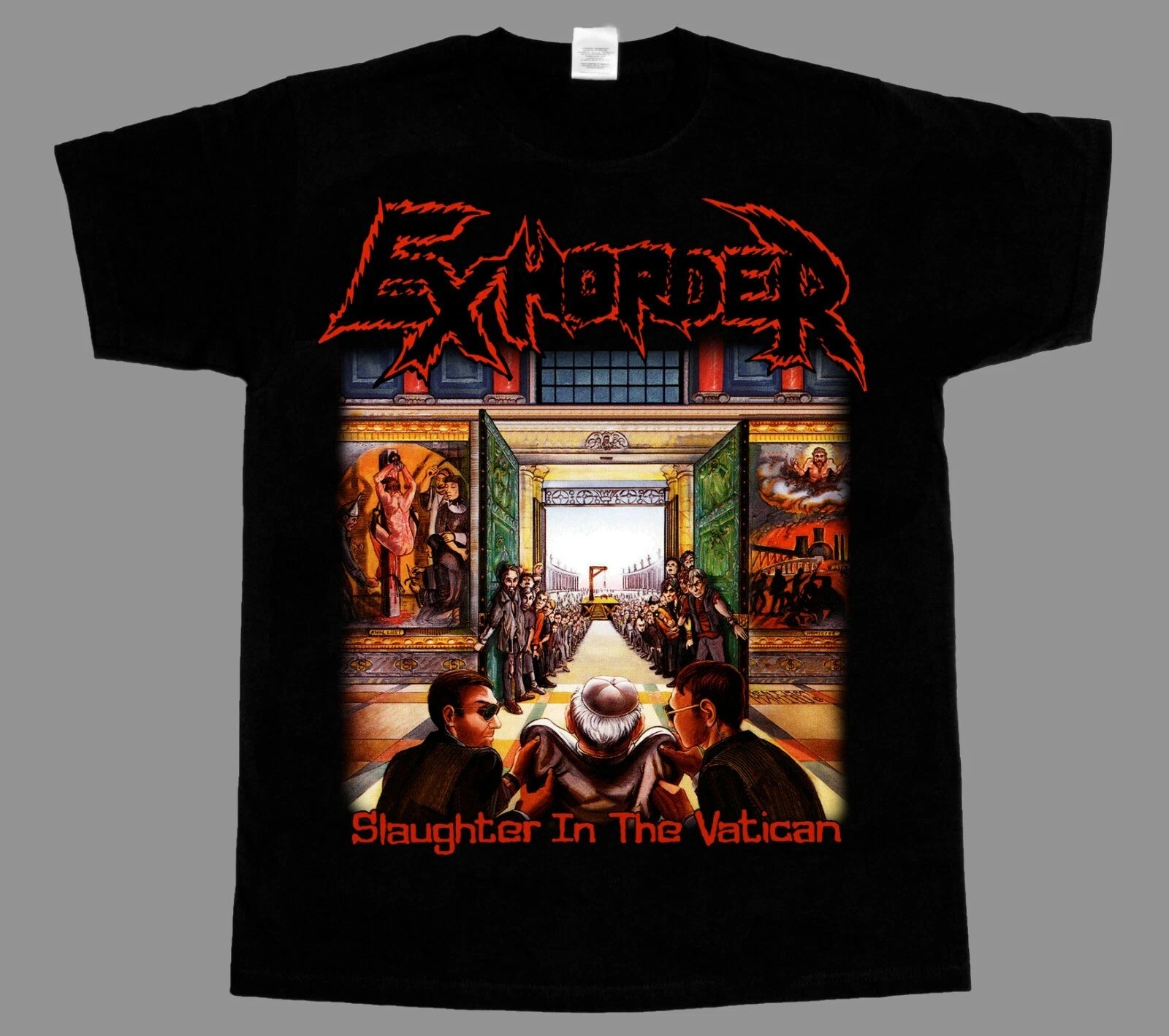 EXHORDER SLAUGHTER IN THE VATICAN NEW SHORT LONG SLEEVE BLACK T-SHIRT 345XL