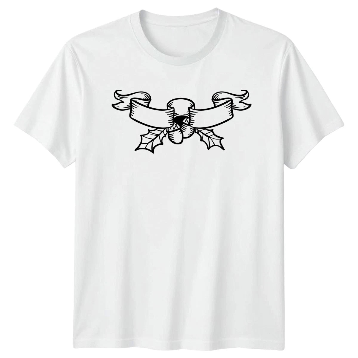 Blank Ribbon Banner T-Shirt Christmas Holiday Gift For Him And Her
