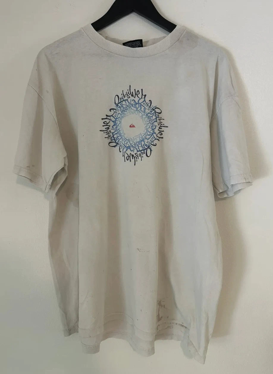 Quiksilver Vintage THRASHED Y2K t shirt surfer 90's y2k faded stained tee