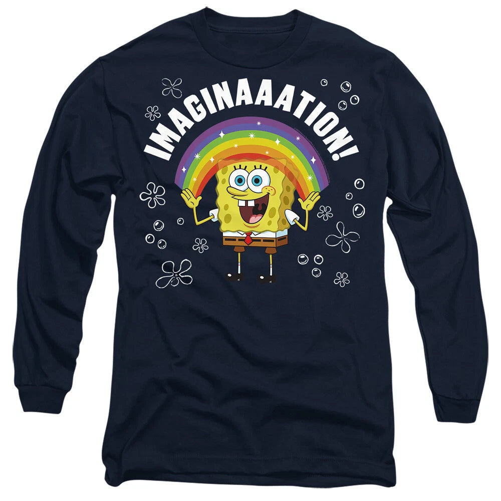 Spongebob Imagination Mens Long Sleeve T-Shirt, Navy