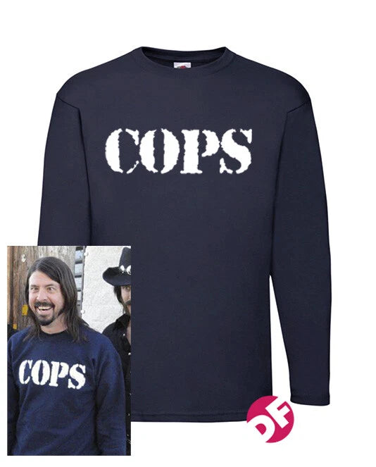 COPS Long Sleeve Tshirt as worn by Dave Grohl Adults Small-4XL and kids NEW