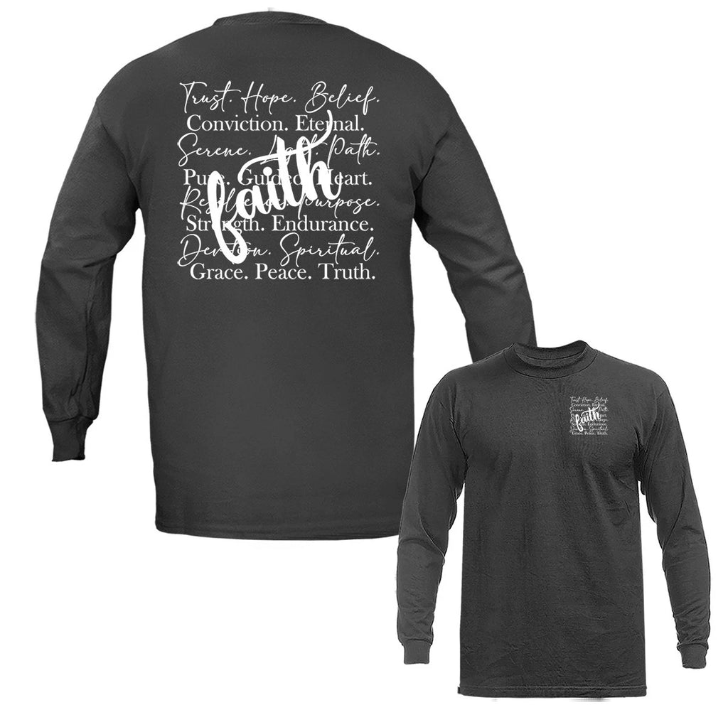 Faith Word Collage Christian Inspirational Religious Long Sleeve T-Shirt