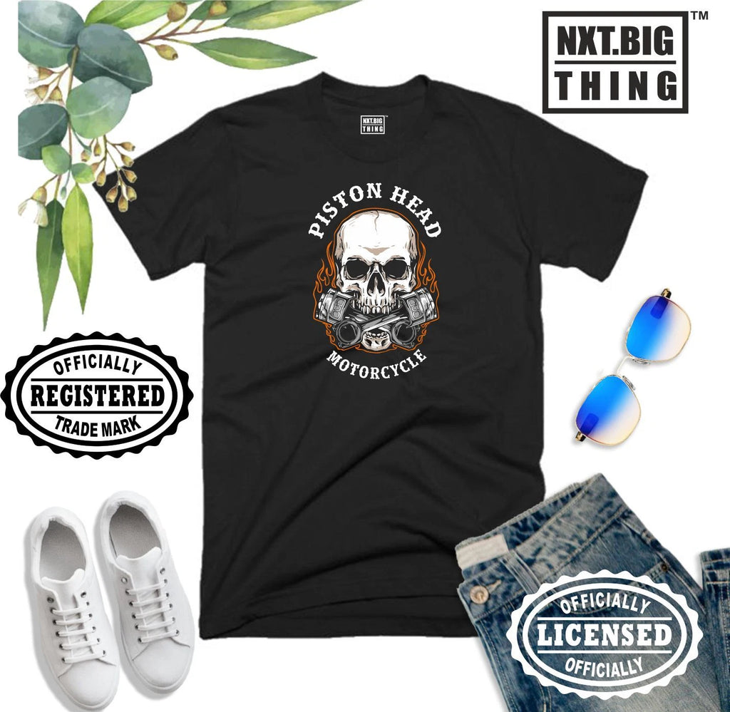 Piston Head T Shirt Bike Motorbike Motorcycle MC Racer Skull Funny Gift Men Top