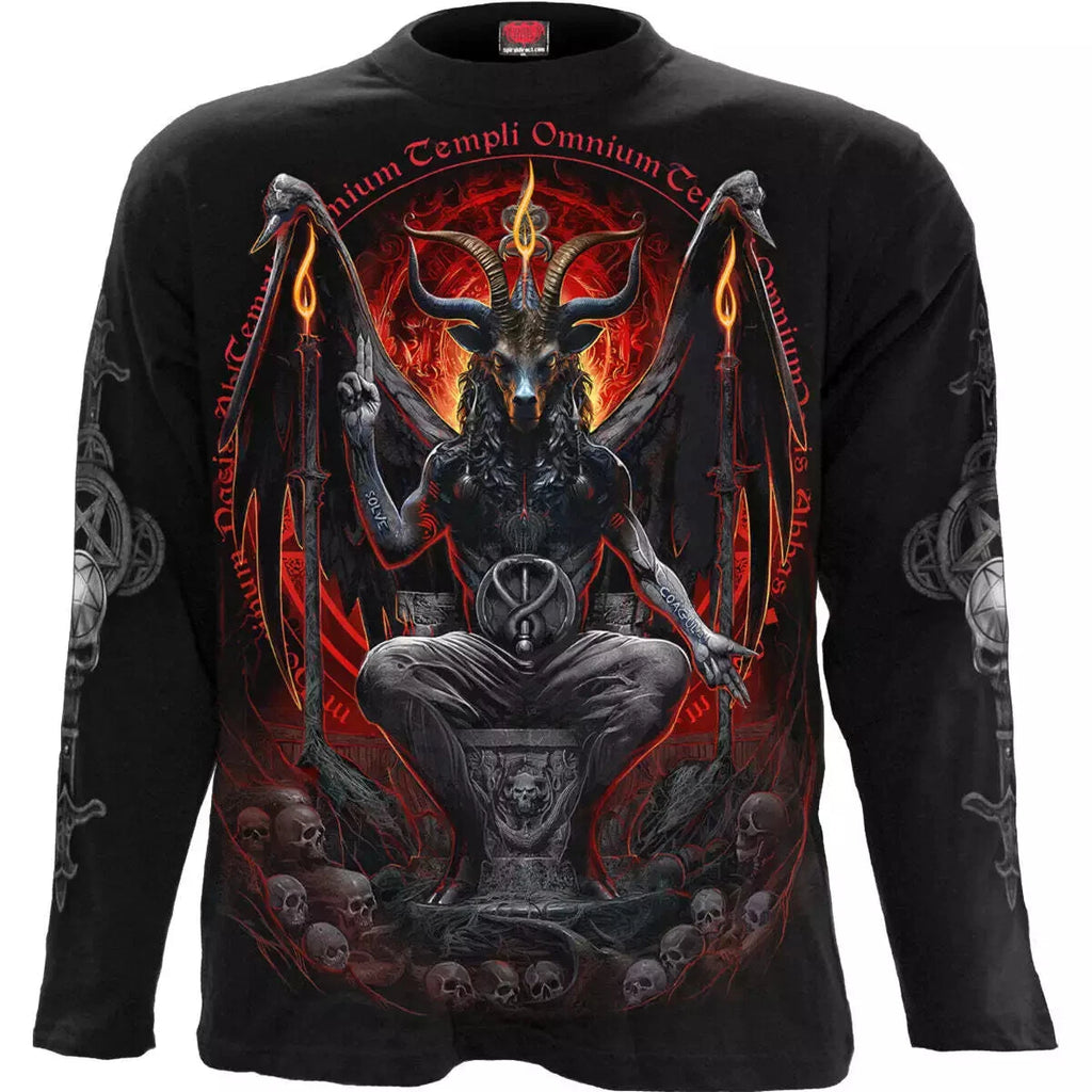 Spiral Direct BAPHOMET Long Sleeve T-shirt Biker Goth Skull Baphomet Bat Top