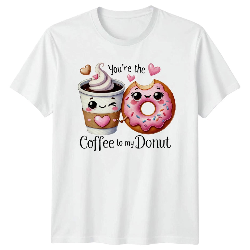 Coffee And Donut Kawaii Food Graphic Tee Unisex Top