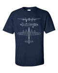 Lancaster Bomber Technical Drawing Blueprint Aircraft RAF WW2 T-Shirt
