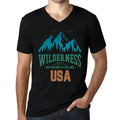 Men's Graphic T-Shirt V Neck Wilderness, Adventure Is Calling Usa Eco-Friendly
