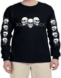Skull Biker Tattoo Style Graphic Design Long Sleeve T-Shirt  Long Arm Shirt