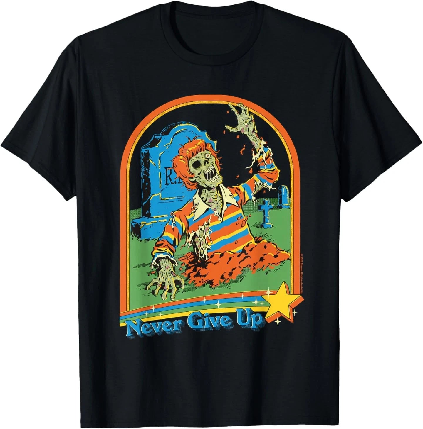 Never Give Up Zombie Sarcastic Retro Funny Adult Humor T-Shirt