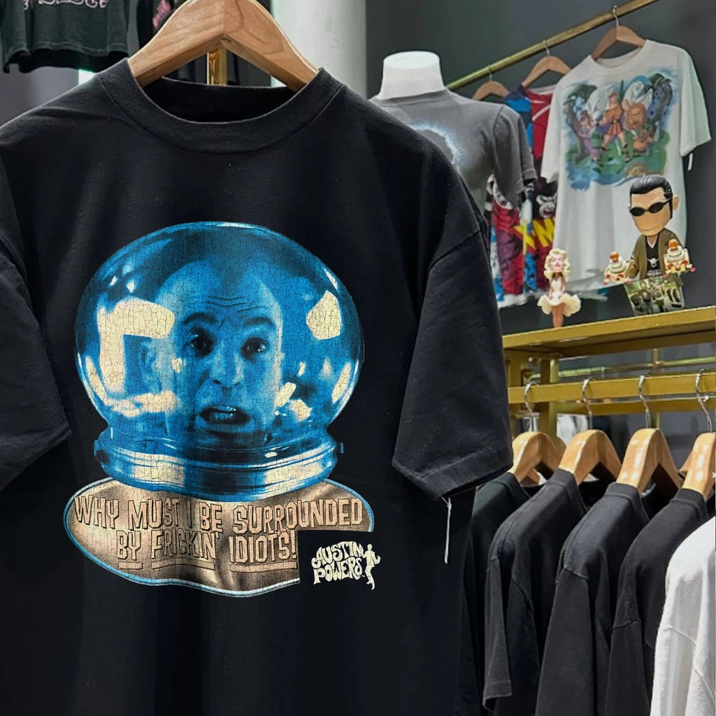 90s Frickin Idiots Club Dr Evil Austin Powers Classic T-Shirt Black XL