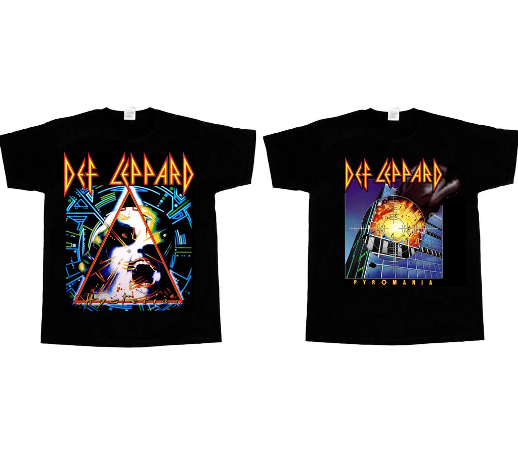 Def Leppard - Hysteria Tour Pyromania NEW BLACK T-SHIRT 345XL