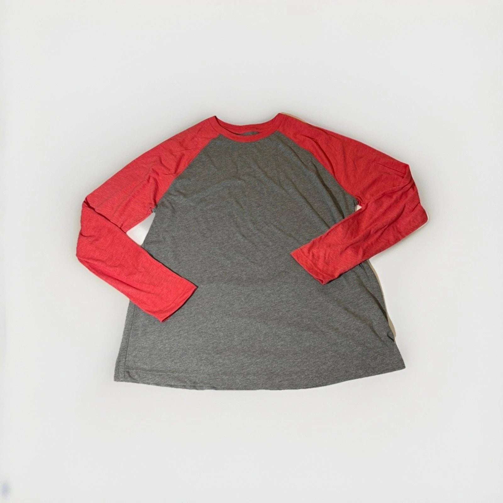 Men’s XL Gray Red Raglan Baseball Shirt Triblend Soft Long Sleeve Tee New
