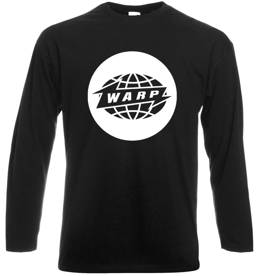 Warp Records Long Sleeve T-Shirt Men's Funny Dj Rave Earth Globe Music Tee Top