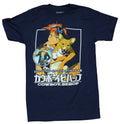 Cowboy Bebop Adult New T-Shirt - Ein and Ed Collage Over Logo