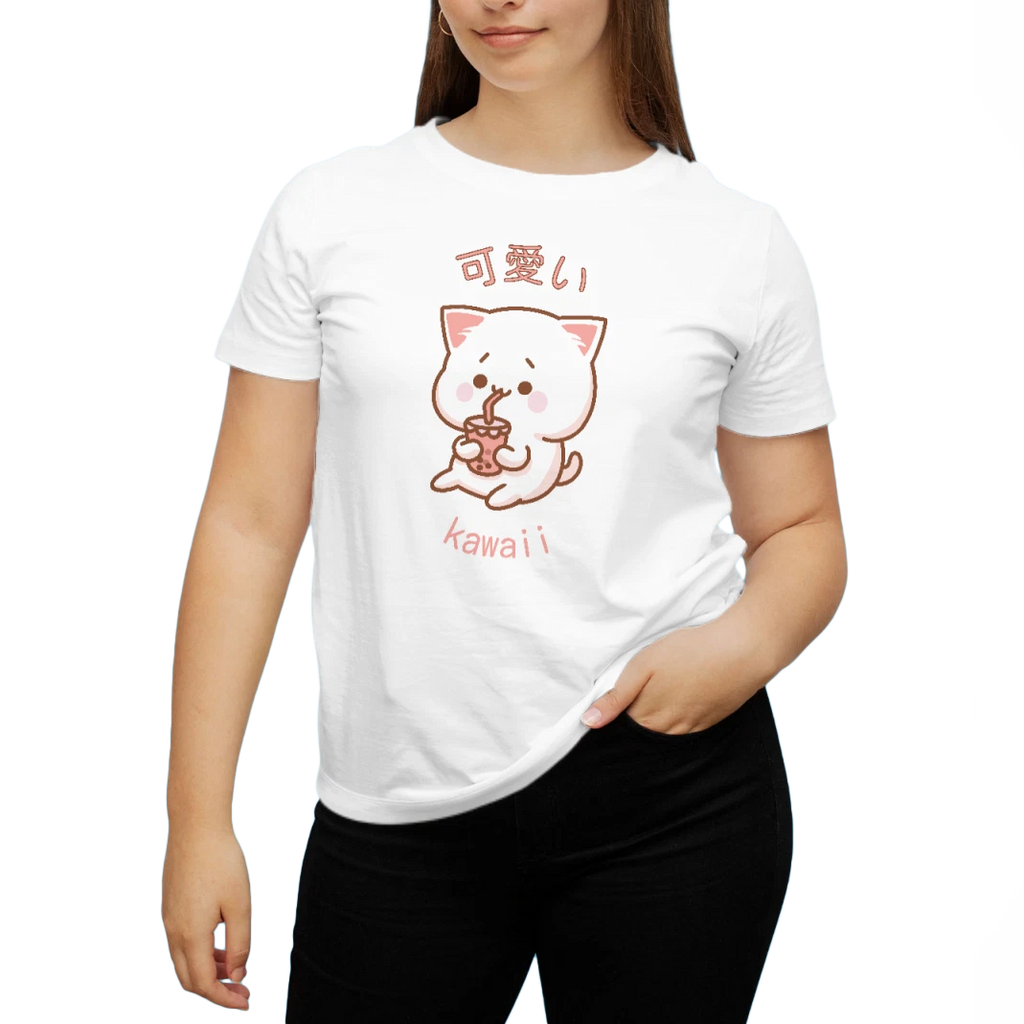 Kawaii Cat Anime Style Cute Graphic Art Novelty Tee Funny Unisex T-Shirt