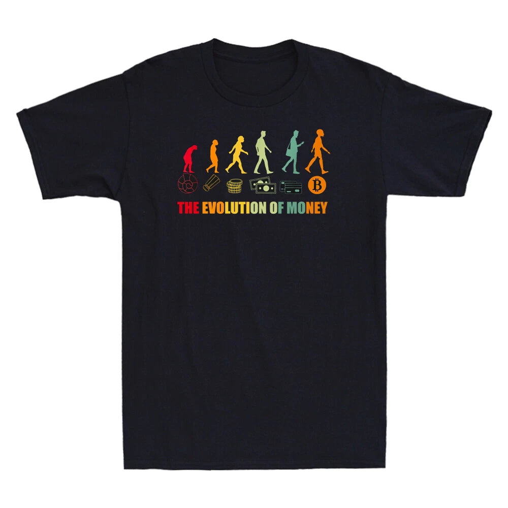 The Evolution Of Money Funny BTC   Meme Novelty Men's Black Cotton T-Shirt