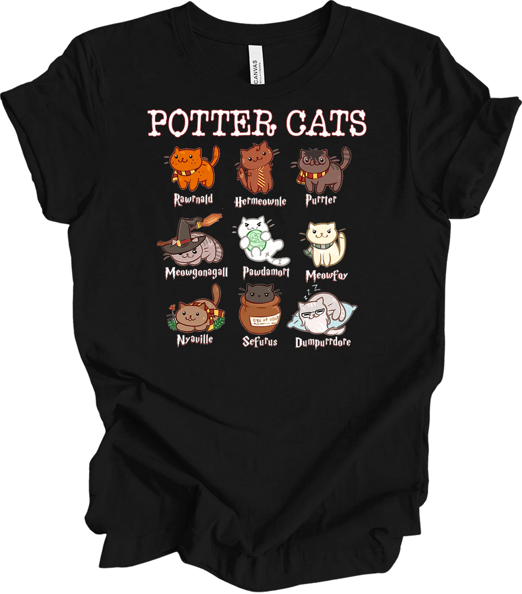 Potter Cats Shirt Funny Harry Pawtter Cat Lover Cute Kawaii Gift Wizard Cat Tee