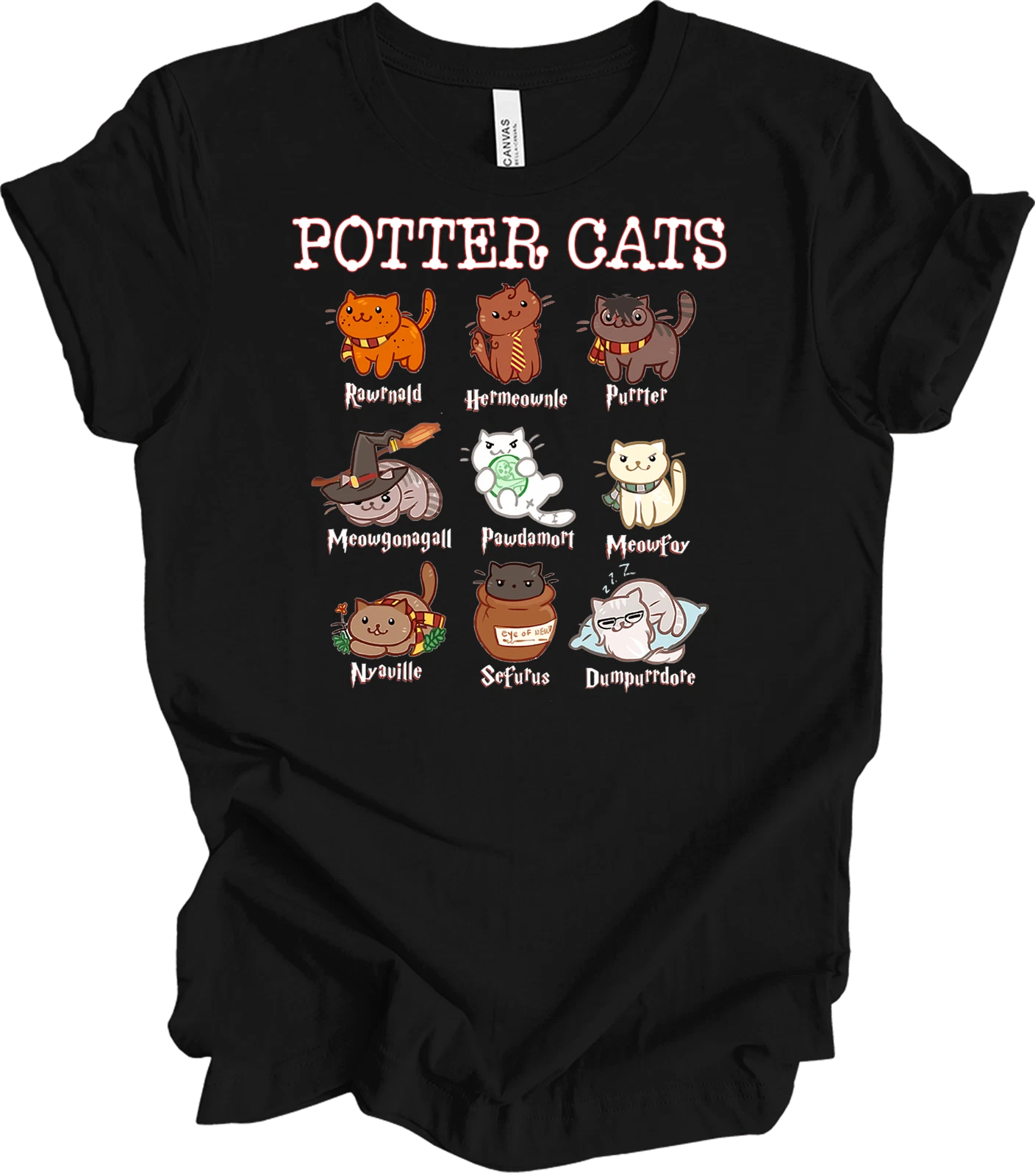 Potter Cats Shirt Funny Harry Pawtter Cat Lover Cute Kawaii Gift Wizard Cat Tee