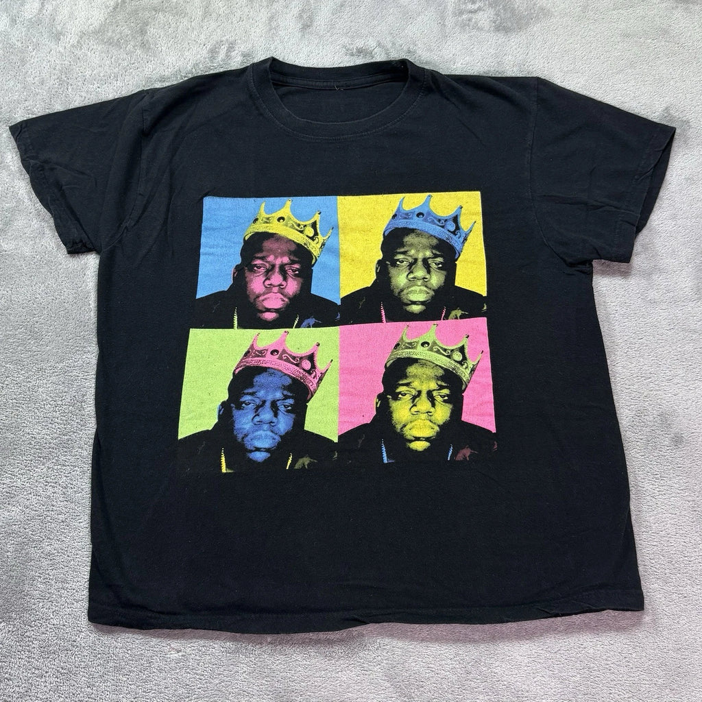 The Notorious B.I.G. Graphic Pop Art Faces Quadtych Black T-Shirt Men’s Medium