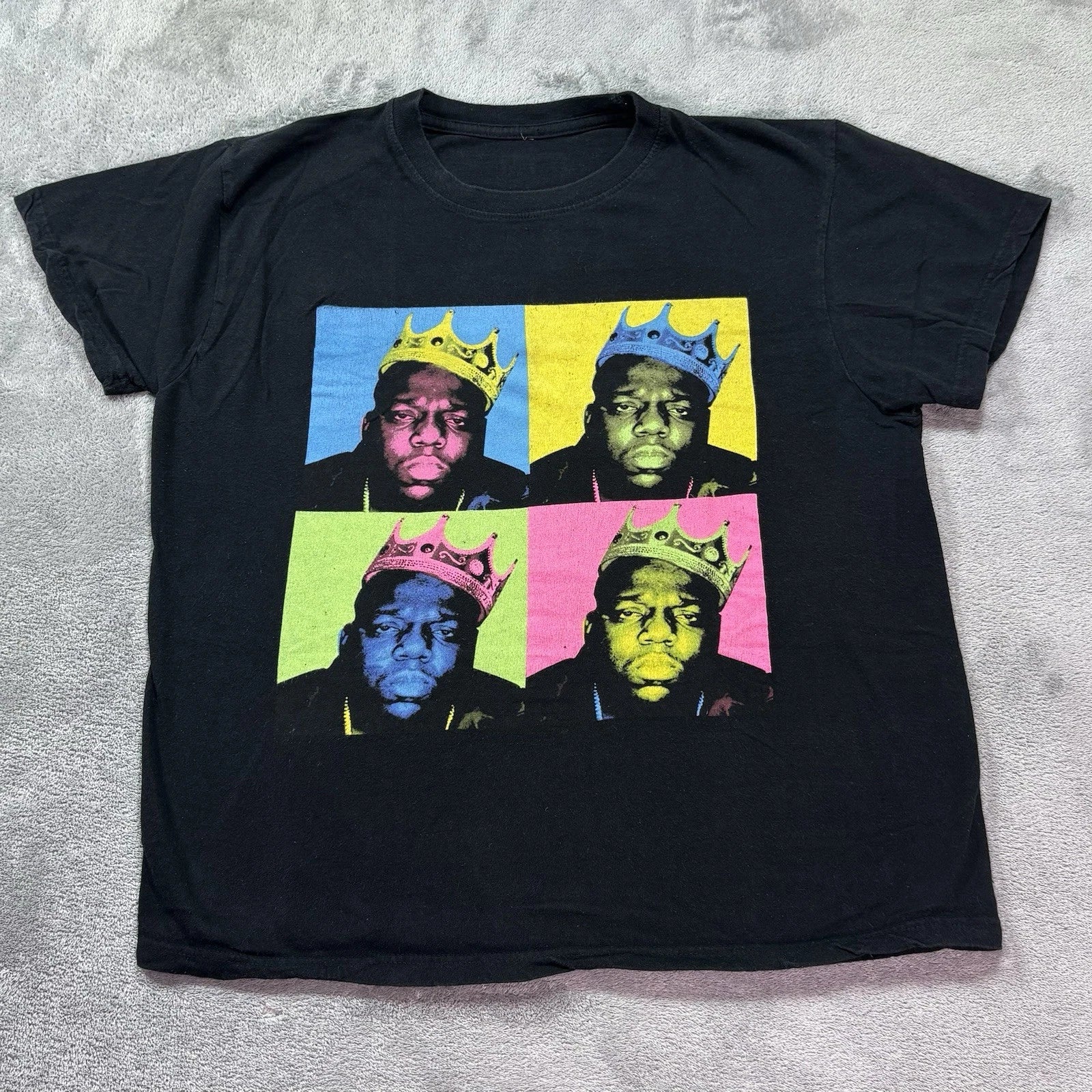 The Notorious B.I.G. Graphic Pop Art Faces Quadtych Black T-Shirt Men’s Medium