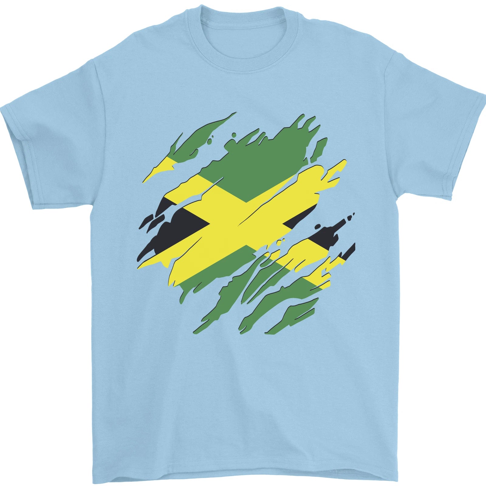 Torn Jamaican Flag Jamaica Day Football Mens T-Shirt 100% Cotton