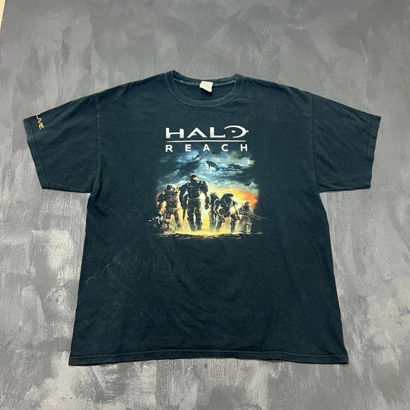 Vintage Halo Reach Shirt Mens XL Black 2000s Y2K Video Game Promo XBOX