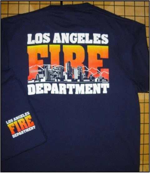LAFD HOLLYWOOD Skyline T-Shirt Los Angeles City Fire Dept Tee S-2XL Navy