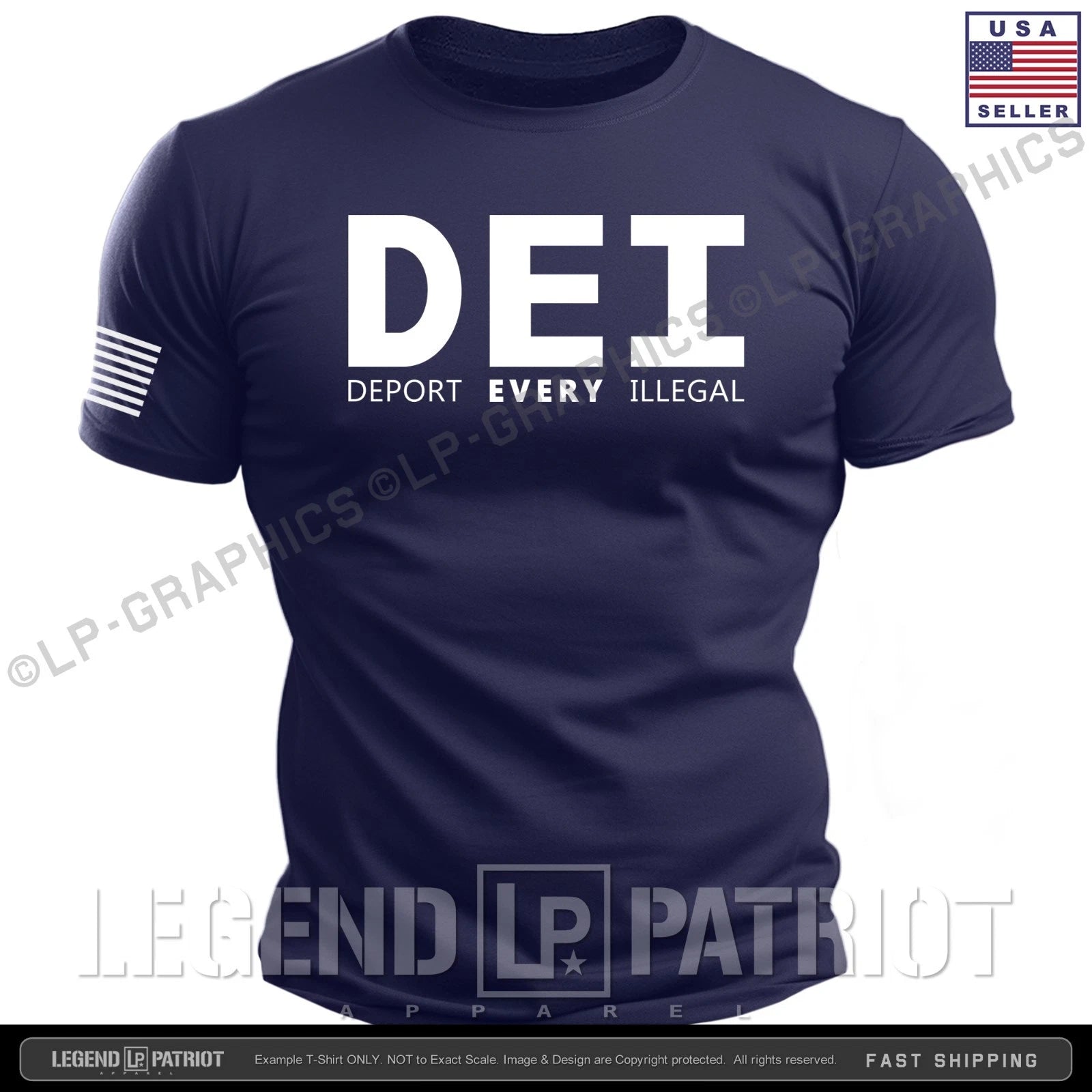 DEI Deport EVERY Illegal T-Shirt - america patriot trump 2028 maga 250 tee S-2X