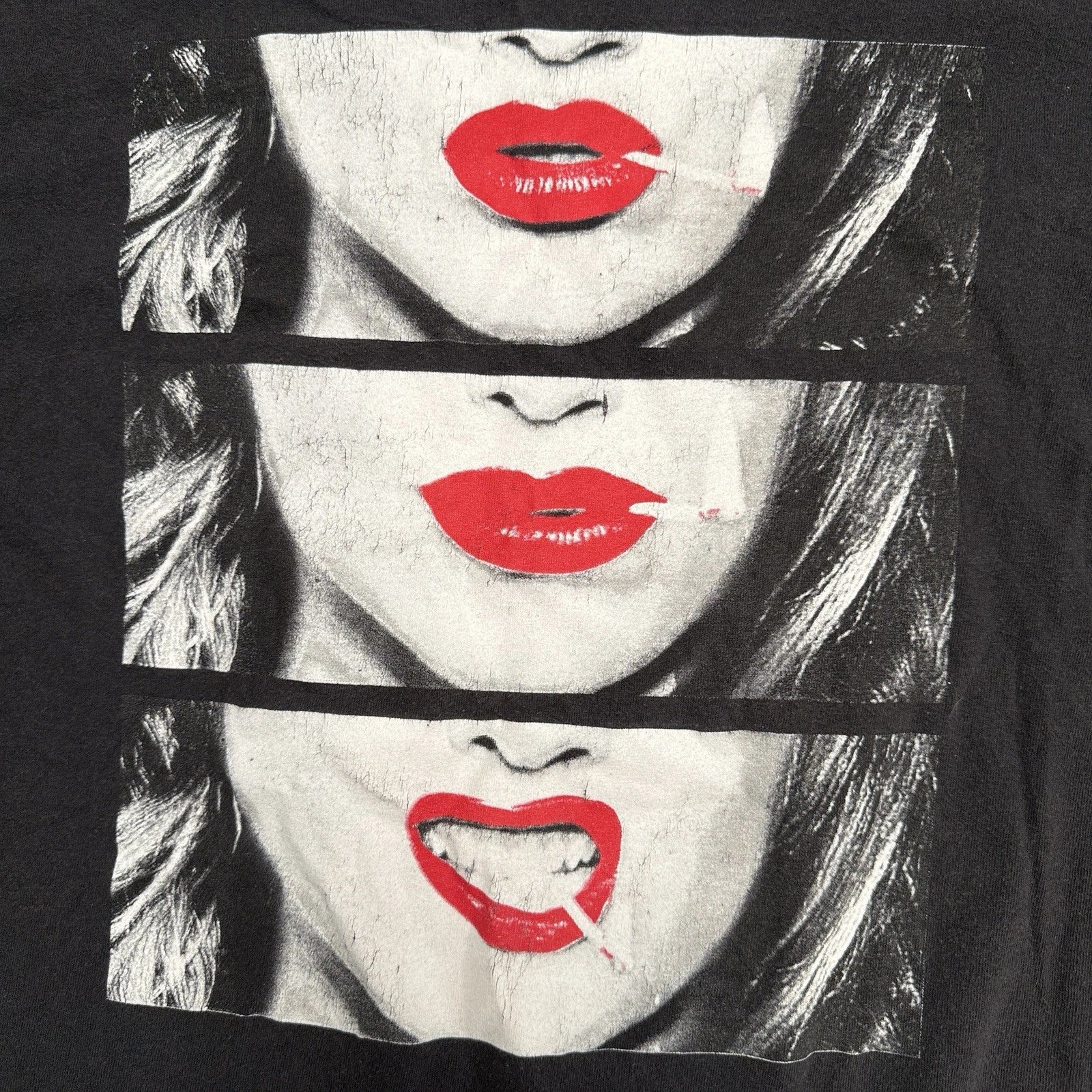 Graphic Lips T Shirt Black Red Pop Art XL Indie Sleaze Y2K Style