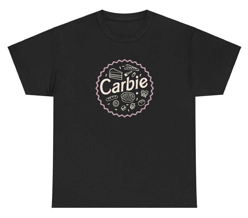 Carbie T Shirt Funny Carbs Bread Pasta Lover Meme Parody Y2K Silly Humor Tee