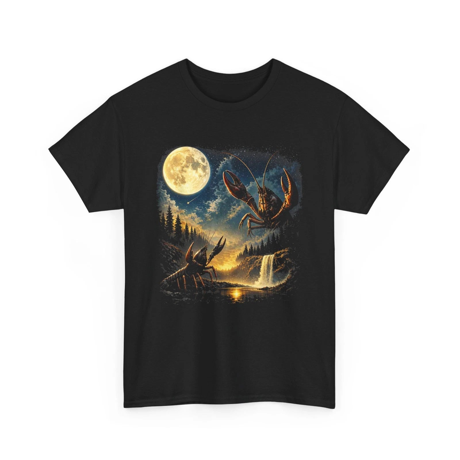 Crawfish with Moon Shirt, Crawfish Howling to The Moon Women Men T-Shirt