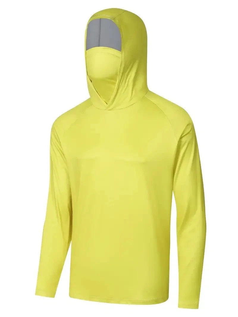 Hoodie Face Mask Long Sleeve T- Shirt 100% Polyester Material for UV Protection