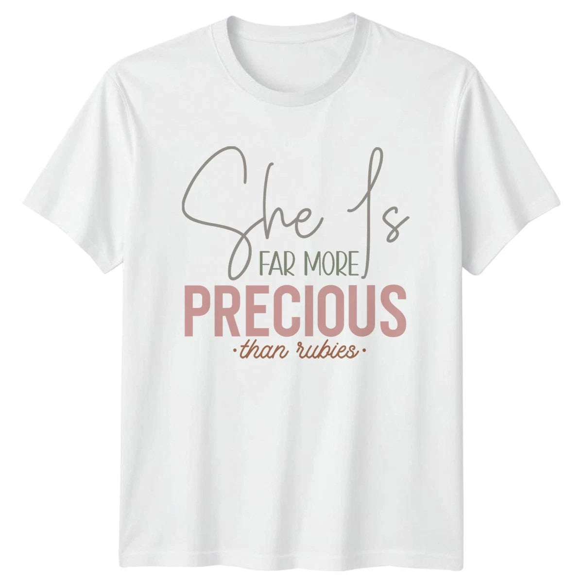 She Is Far More Precious Womens T-Shirt Biblical Faith Mothers Day Gift