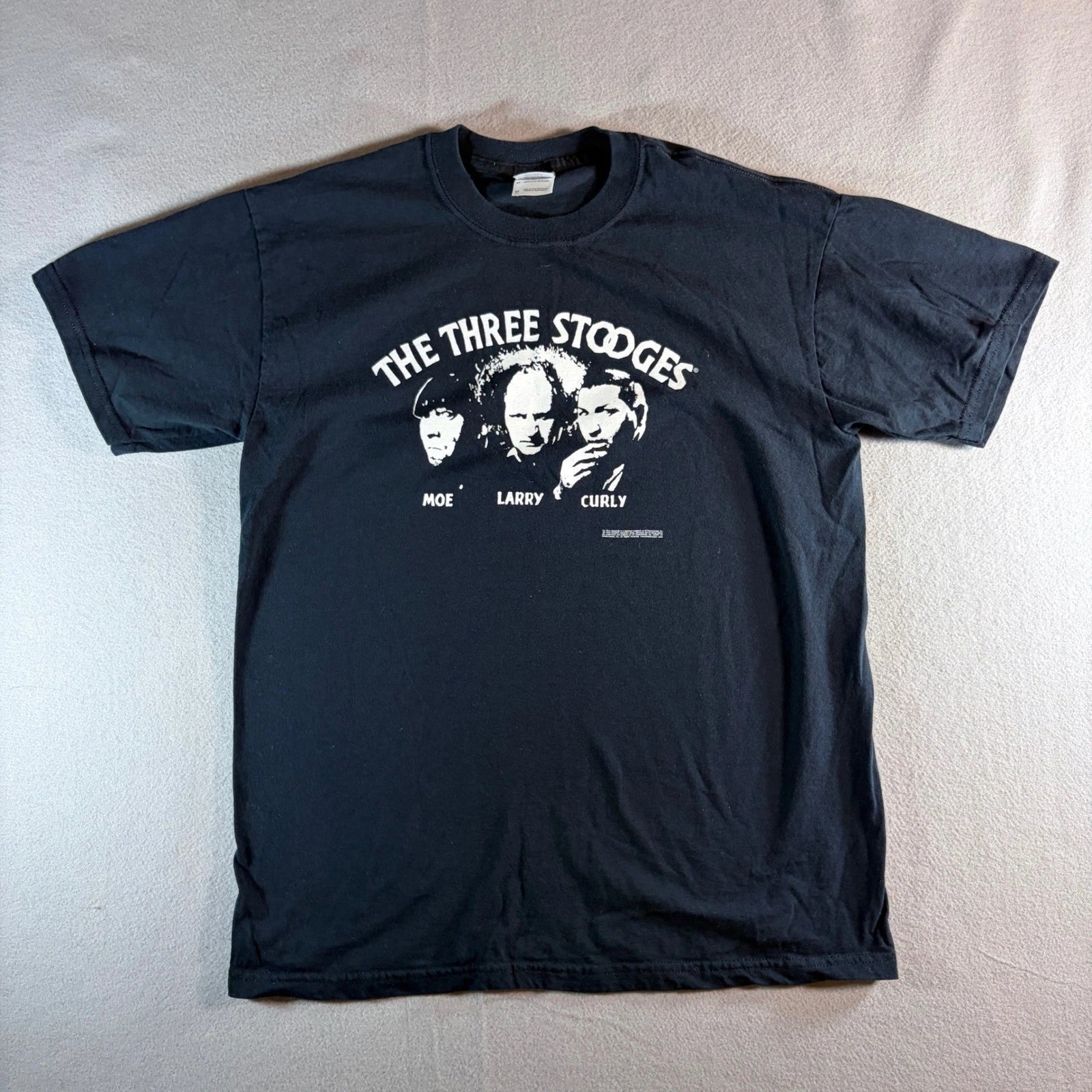 The Three Stooges Mens Black Graphic T-Shirt Gildan Heavy Cotton Medium 2007 Moe