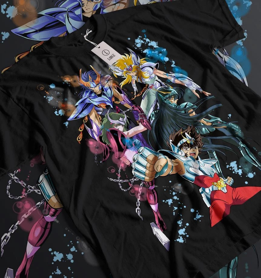 Saint Seiya T-shirt knights Of the Zodiac Hyoga Ikki Anime Shun Shirt All Size