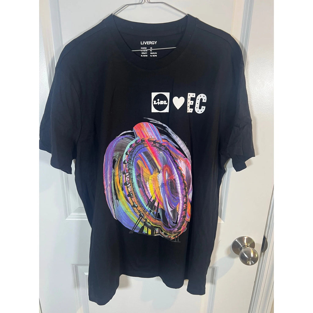 Livergy Mens T-Shirt Lidl Ferris Wheel Graphic Black XL
