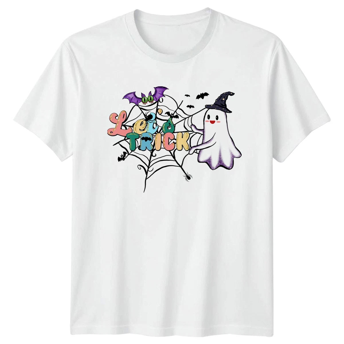 Lets Trick T-Shirt Cute Halloween Kawaii Ghost Bat Halloween Gift For Him