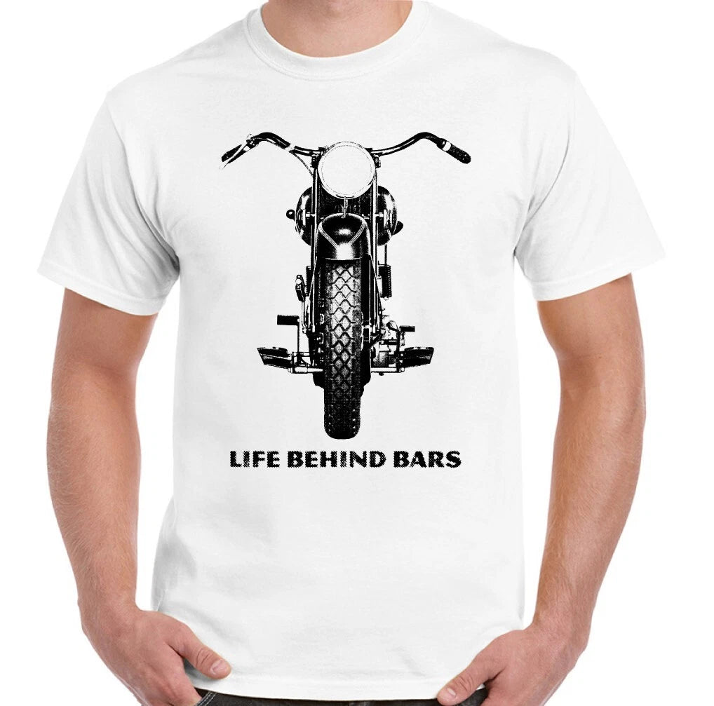 Biker T-Shirt Mens Funny Life Behind Bars Motorbike Motorcycle