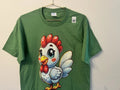 NWT Cute Cartoon Chibi Chicken Kawaii Rooster Green Graphic T-Shirt, Men’s Med