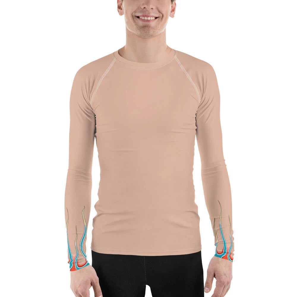 Linkin Park LP Chester Bennington Flame Tattoos Men's Rash Guard Tan Skin 2024