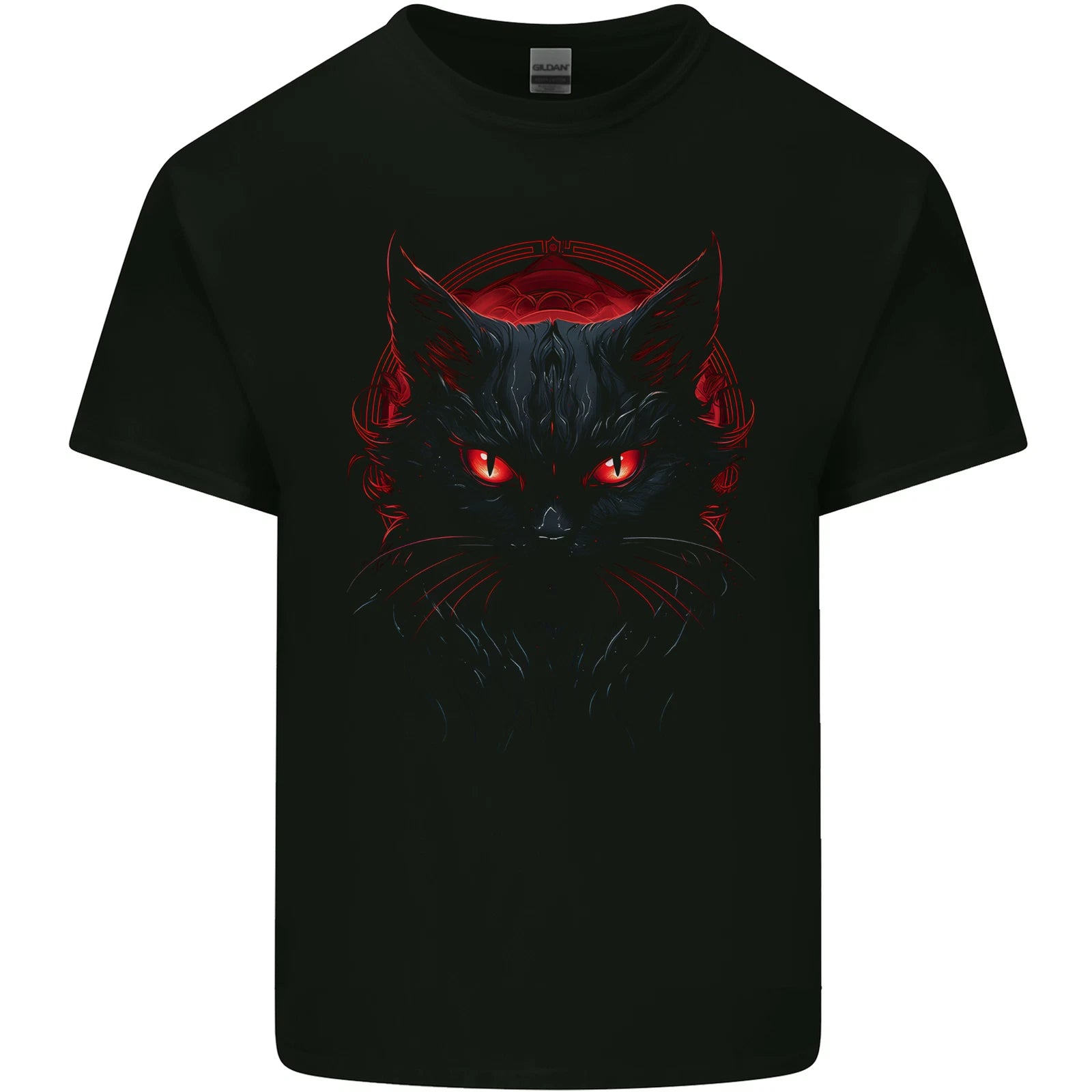 Satanic Cat Evil Halloween Mens Cotton T-Shirt Tee Top