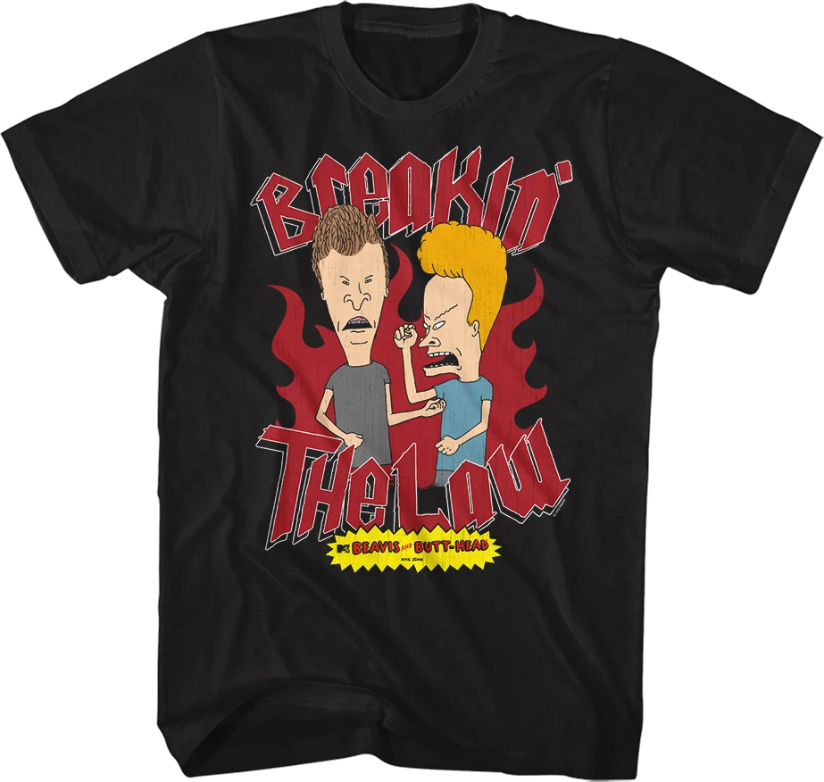 Vintage Breakin' The Law Beavis And Butt-Head T-Shirt All Size