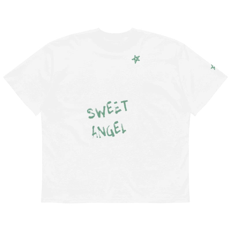 Unisex organic sweet angel + stars kawaii oversized high neck t-shirt