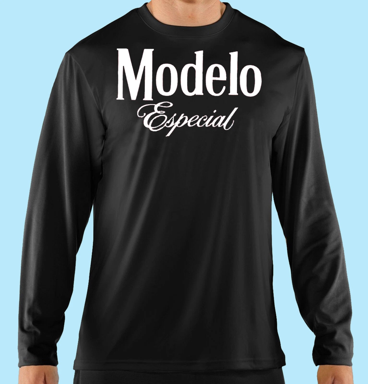 Black T Shirt, Long Sleeve, "Modelo" Beer, Club, Bar Promo, 100% Cotton